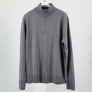 Brooks Brothers Men’s BrooksTech Merino Wool Light Gray Quarter Zip Sweater Sz M